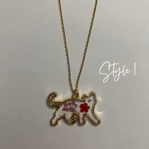 Floral Resin Cat Necklace (3 Styles)