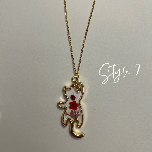 Floral Resin Cat Necklace (3 Styles)