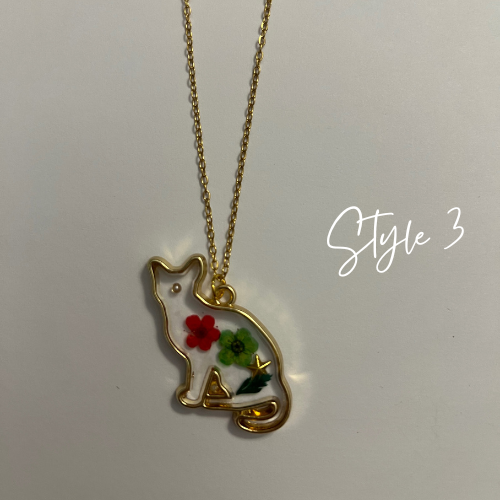 Floral Resin Cat Necklace (3 Styles)